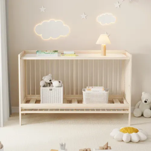 Lit Bébé 140x60 Cm - Evolutif 3 en 1 - En Bois Massif