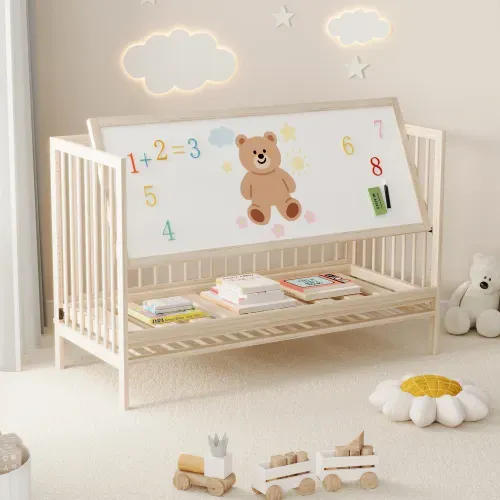Lit Bébé 140x60 Cm - Evolutif 3 en 1 - En Bois Massif