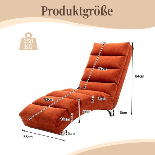Fauteuil relax Massant Avec Dossier 140°-capacité 250 Kg-orange