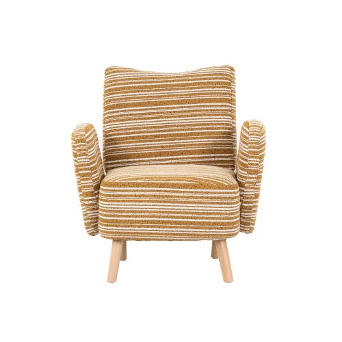 Fauteuil-fauteuil De Lecture-poche Latérale-pieds En Bois Massif-en Boucle-jaune Moutarde