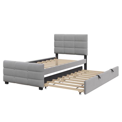 Lit Gigogne Lit Rembourré 2x 90x190 Cm, Gris