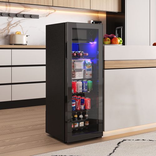 Réfrigérateur 128l Silencieux-mini Bar 2 Zones-94 Canettes(330ml)-classe E-noir