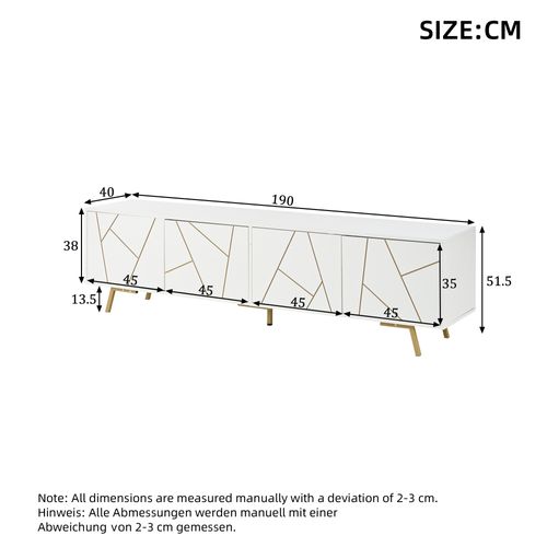 Meuble TV L.190cm Avec 4 Portes Blanc