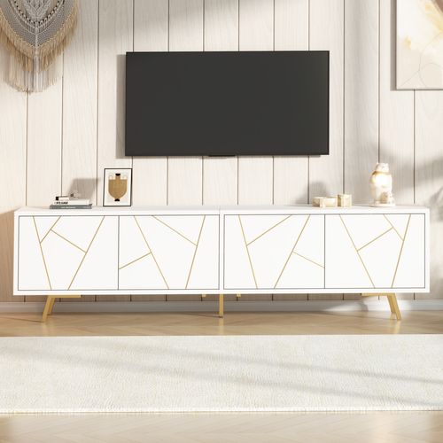Meuble TV L.190cm Avec 4 Portes Blanc