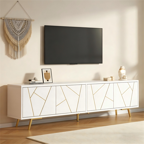 Meuble TV L.190cm Avec 4 Portes Blanc
