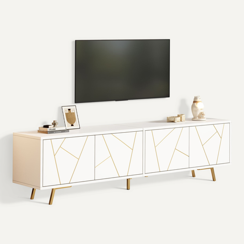 Meuble TV L.190cm Avec 4 Portes Blanc
