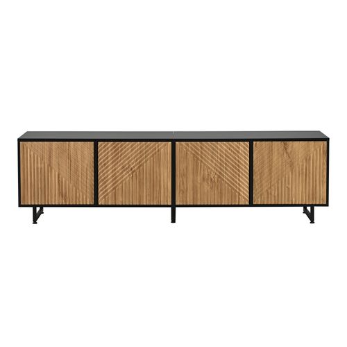 Meuble TV L.180cm Avec 4 Portes Noir + Bois