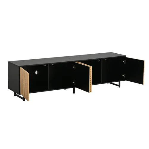 Meuble TV L.180cm Avec 4 Portes Noir + Bois