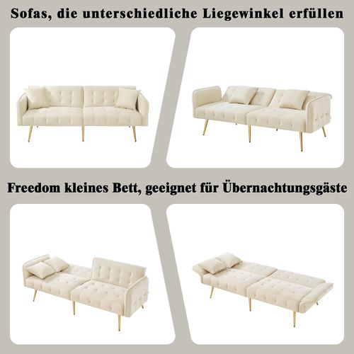 Canapé Convertible 2 Places Avec Dossier Et Accoudoirs Réglables,beige