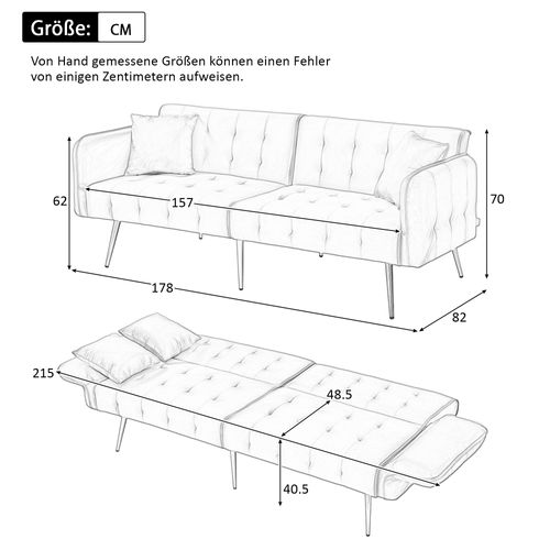 Canapé Convertible 2 Places Avec Dossier Et Accoudoirs Réglables,beige