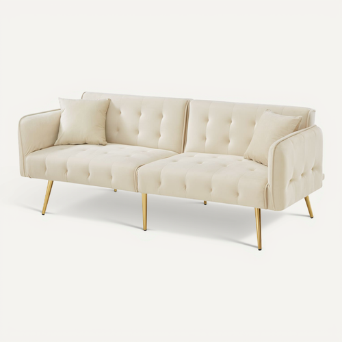 Canapé Convertible 2 Places Avec Dossier Et Accoudoirs Réglables,beige