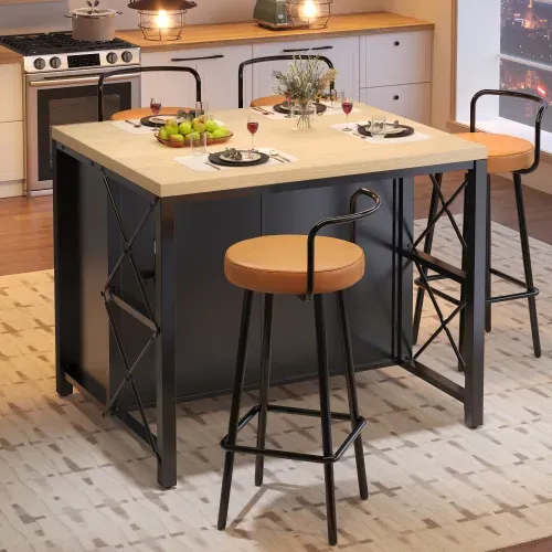 Îlot De Cuisine Mobile-desserte De Cuisine-chariot-plan De Travail-led-noir