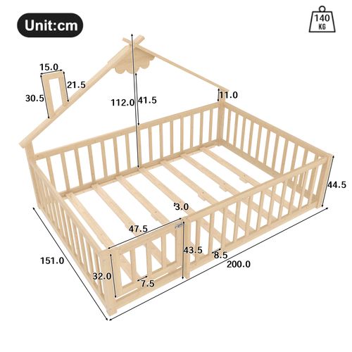 Lit Cabane Enfant 140 X 190 Cm En Bois Avec Barrières De Sécurité – Design Maison