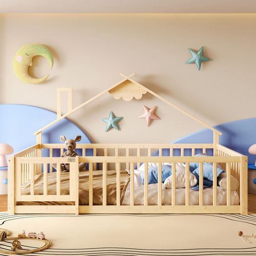 Lit Cabane Enfant 140 X 190 Cm En Bois Avec Barrières De Sécurité – Design Maison