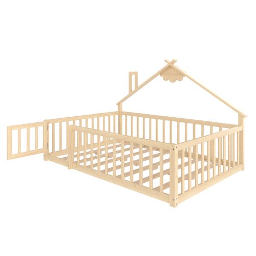 Lit Cabane Enfant 140 X 190 Cm En Bois Avec Barrières De Sécurité – Design Maison