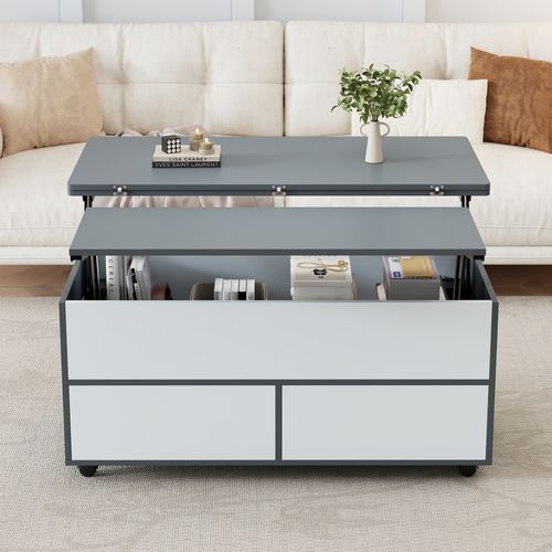 Table Basse Plateau Relevable Avec 1 Tiroir Grey