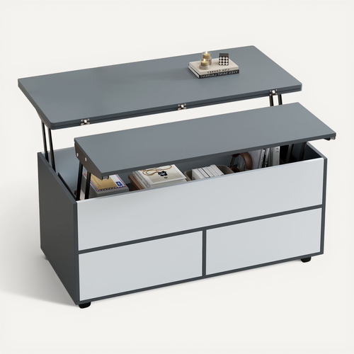 Table Basse Plateau Relevable Avec 1 Tiroir Grey