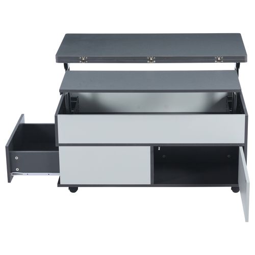 Table Basse Plateau Relevable Avec 1 Tiroir Grey