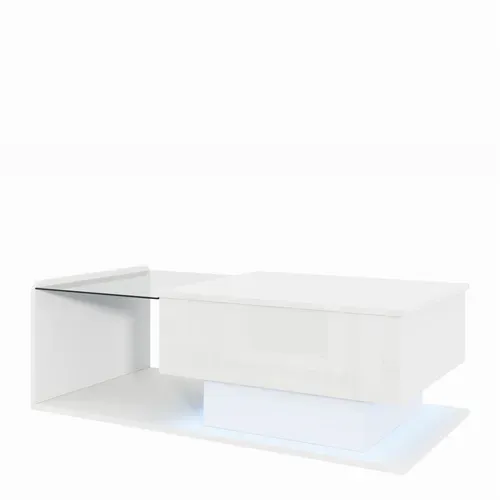 Table Basse Plateau Relevable Avec LED Blanc