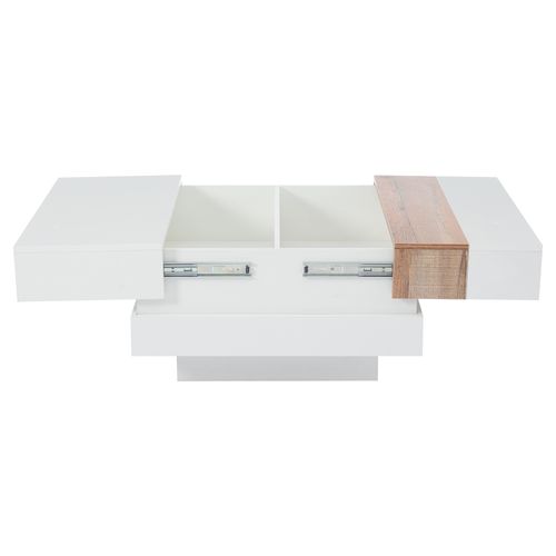 Table Basse Plateau Extensible Carrée Blanc