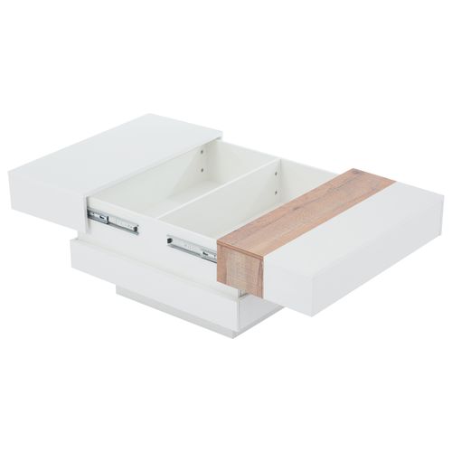 Table Basse Plateau Extensible Carrée Blanc
