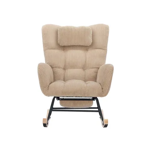 Fauteuil à Bascule Rocking Chair Avec Repose-pieds Velours Côtelé