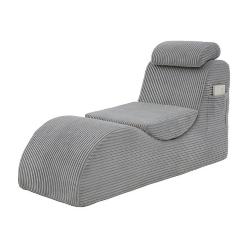 Méridienne Avec Coussin Amovible Et Poche Latérale, Gris Clair