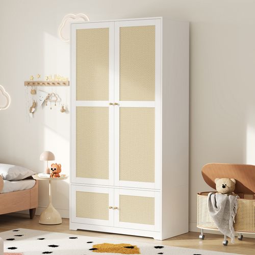 Armoire 2 Portes Avec Tringle Et Étagères,90x48x180 Cm, Blanc