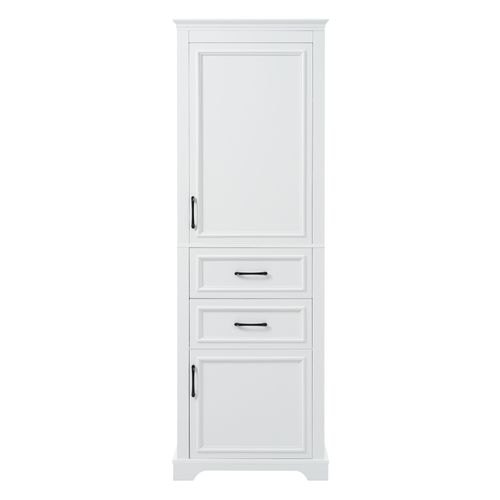 Meuble Colonne Armoires De Salle De Bain Avec 2 Tiroirs, Blanc
