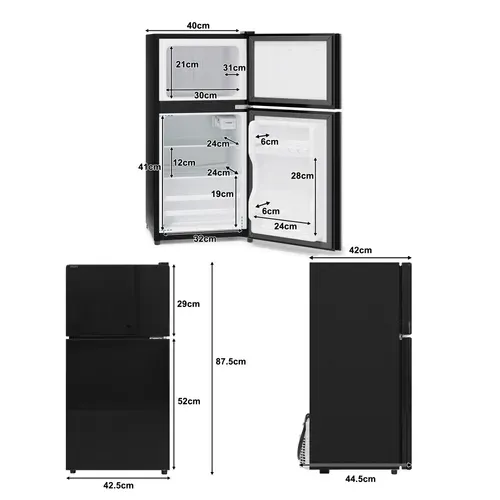 Mini Réfrigérateur Cube Noir 22+38l