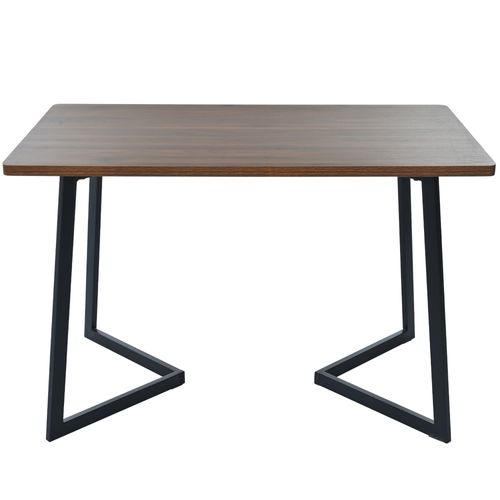 Table à Manger 117 X 68 Cm Avec Pieds En Métal Noir Et Plateau En Noyer