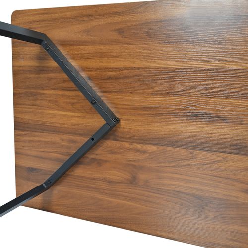 Table à Manger 117 X 68 Cm Avec Pieds En Métal Noir Et Plateau En Noyer