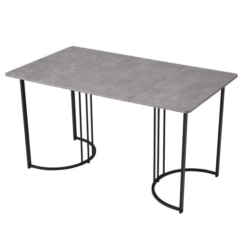 Table à Manger 140 X 80 Cm Avec Pieds En Métal Noir Et Plateau Gris