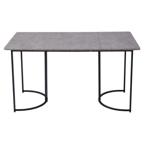 Table à Manger 140 X 80 Cm Avec Pieds En Métal Noir Et Plateau Gris