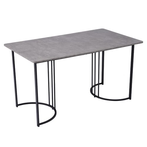Table à Manger 140 X 80 Cm Avec Pieds En Métal Noir Et Plateau Gris
