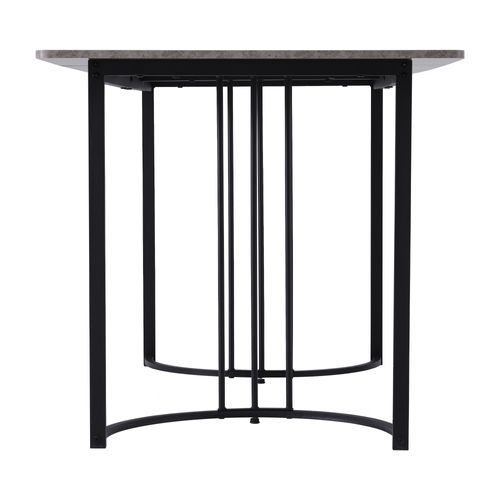 Table à Manger 140 X 80 Cm Avec Pieds En Métal Noir Et Plateau Gris