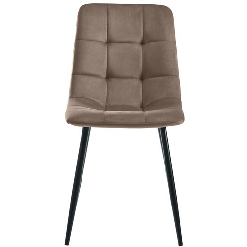 Lot De 4 Chaises Avec Pieds En Métal Et Dossier En Velours Brun