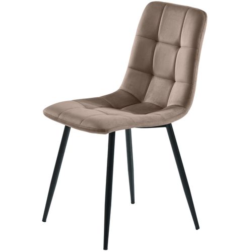 Lot De 4 Chaises Avec Pieds En Métal Et Dossier En Velours Brun