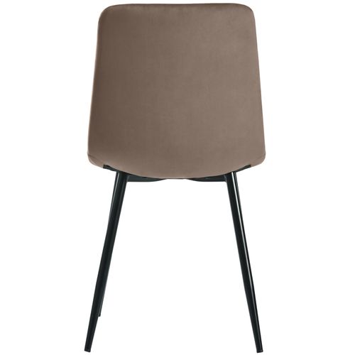 Lot De 4 Chaises Avec Pieds En Métal Et Dossier En Velours Brun