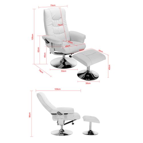 Fauteuil Relax Pivotant + Repose-pieds Avec Fonctions De Massage Et De Chauffage Pu Beige