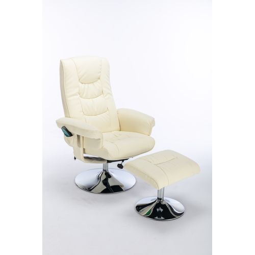 Fauteuil Relax Pivotant + Repose-pieds Avec Fonctions De Massage Et De Chauffage Pu Beige