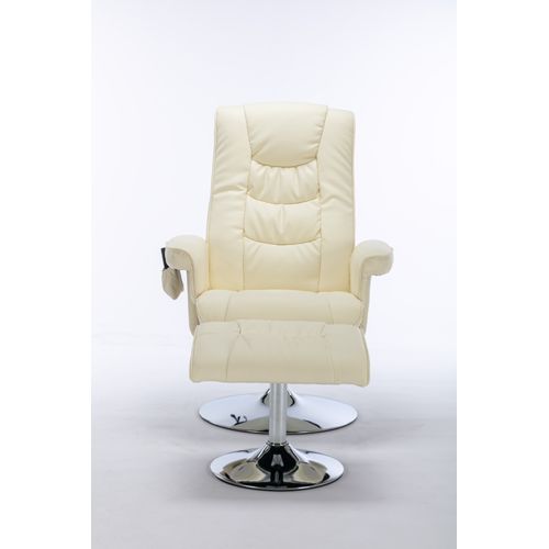 Fauteuil Relax Pivotant + Repose-pieds Avec Fonctions De Massage Et De Chauffage Pu Beige