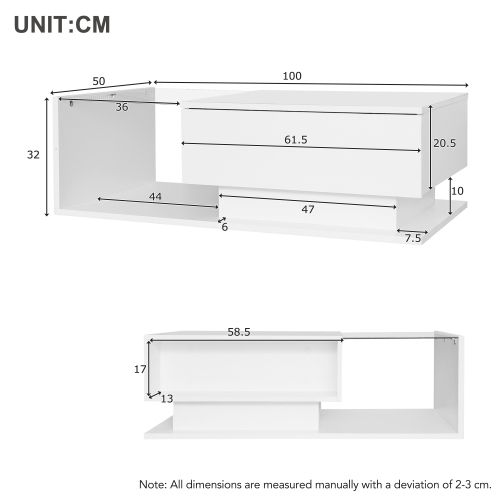 Table Basse Brillante Avec LED Et Tiroir Blanc - Table Basse But