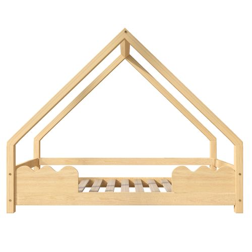 Lit Enfant Lit Cabane 90 X 200cm Avec Sommier Imitation Chêne