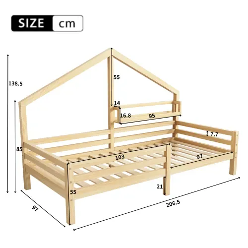 Lit Enfant Lit Cabane 90 X 200 Cm Blanc Avec Support De Rangement