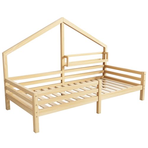 Lit Enfant Lit Cabane 90 X 200 Cm Blanc Avec Support De Rangement