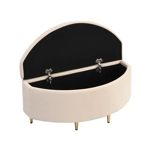 Banc Bout De Lit Velours 90 X 40 X 42 Cm Beige