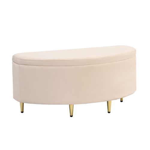Banc Bout De Lit Velours 90 X 40 X 42 Cm Beige