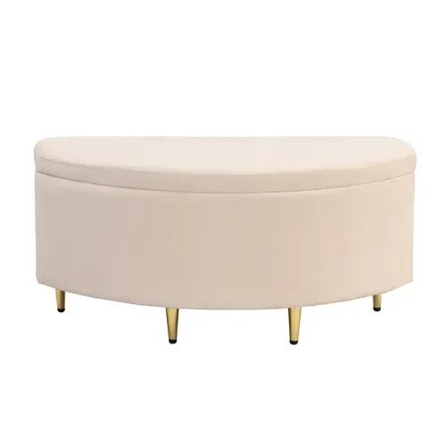 Banc Bout De Lit Velours 90 X 40 X 42 Cm Beige