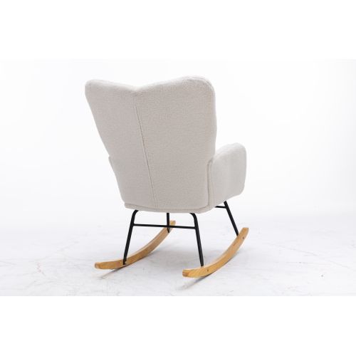 Fauteuil à Bascule Chaise à Bascule Rocking Chair Fauteuil Relax Teddy Blanc